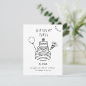Fun handgezeichnete Geburtstagstorte Einladung (Stehend Vorderseite)