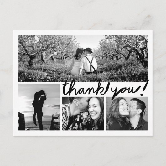 Fun Handwrite 4 Foto Collage Danke Postcard Postkarte (Vorderseite)