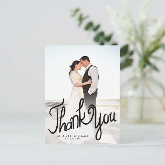 Fun Handwrite Custom Vielen Dank Postcard Postkarte (Stehend Vorderseite)