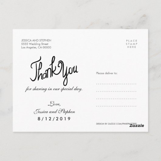 Fun Handwrite Custom Vielen Dank Postcard Postkarte (Rückseite)