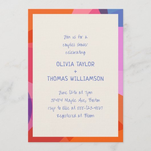 Fun Handwritten Colorful Modern Couples Shower Einladung (Vorderseite)