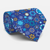 Fun Hanukkah Blue Krawatte Bunte Stars von David (Gerollt)