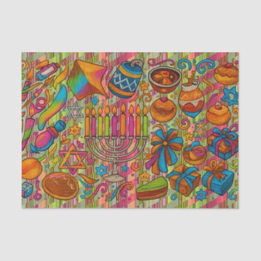Fun Hanukkah Motifs All Blue Seidenpapier (Vorderseite)