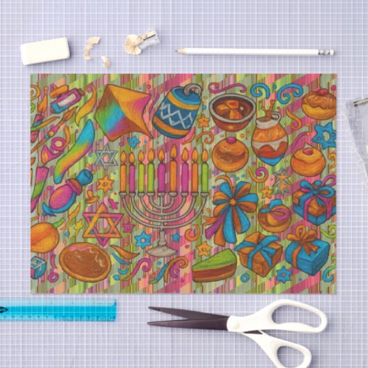 Fun Hanukkah Motifs All Blue Seidenpapier (Handwerk)