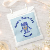 Fun Happy Birthday Blue und Gold Robot mit Namen Geschenktütchen (Ausgeschnitten)