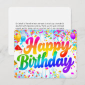 Fun Happy Birthday Card Rainbow Text und Confetti (Vorne/Hinten)