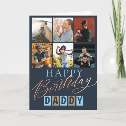 Fun Happy Birthday Daddy 6 Foto Collage Karte (Vorderseite)