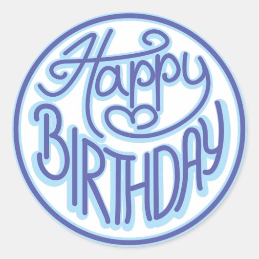 Fun Happy Birthday Design Classic Round Sticker (Vorderseite)