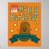 Fun Happy Birthday Potato Personalisiert Poster (Vorne)