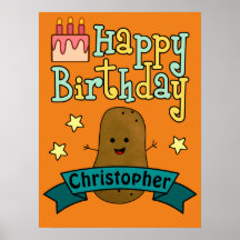 Fun Happy Birthday Potato Personalisiert Poster