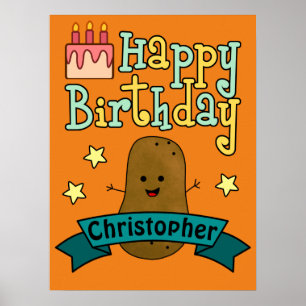Fun Happy Birthday Potato Personalisiert Poster