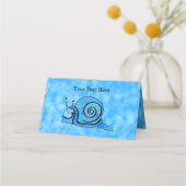 Fun Happy Blue Pattern Snail Bright Aqua Platzkarte (Rückseite)