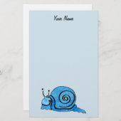 Fun Happy Cartoon Blue Snail on Light Blue Briefpapier (Vorne/Hinten)