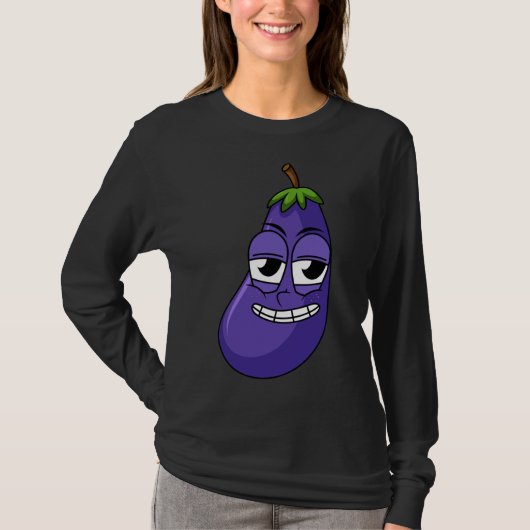 Fun Happy Eggplant Designs für Obst Gemüse Veg T-Shirt (Vorderseite)