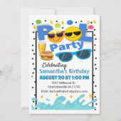Fun Happy Face Birthday Pool Party Einladung (Vorderseite)