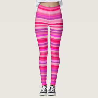 Fun, Happy, Girly Pink und Lila Streifenmuster Leggings