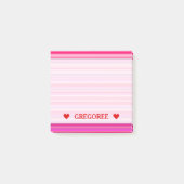 Fun, Happy, Girly Pink und Lila Streifenmuster Post-it Klebezettel (Vorderseite)