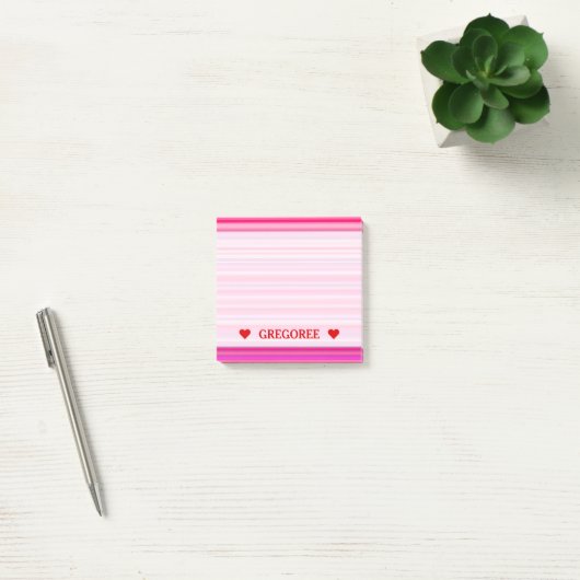 Fun, Happy, Girly Pink und Lila Streifenmuster Post-it Klebezettel (Büro)