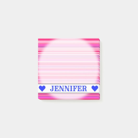 Fun, Happy, Girly Pink und Lila Streifenmuster Post-it Klebezettel (Vorderseite)