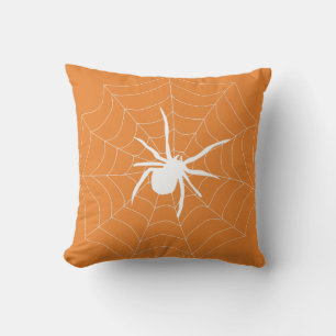 Fun Happy Halloween Black & Orange Spider Web Kissen