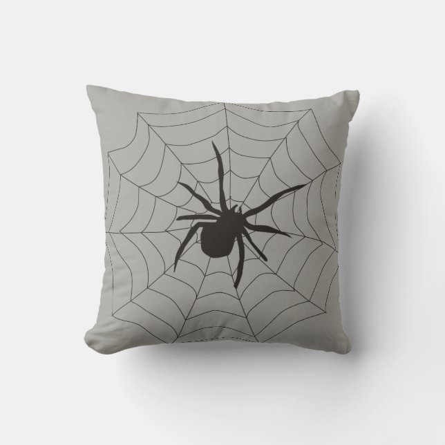 Fun Happy Halloween Black & White Spider Web Kissen (Vorderseite)