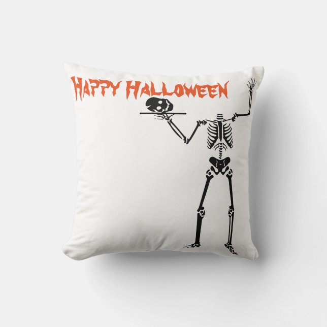 Fun Happy Halloween Skeleton Kissen (Vorderseite)