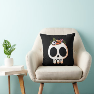 Fun Happy Halloween Skull Kissen