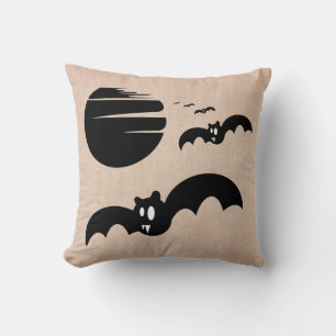 Fun Happy Halloween Trick oder Treat Bats Burlap Kissen