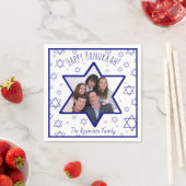 Fun Happy Hanukkah Blue & White Foto Serviette (Beispiel)