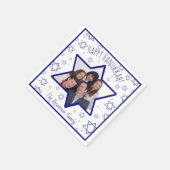 Fun Happy Hanukkah Blue & White Foto Serviette (Ecke)