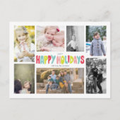 Fun Happy Holidays 7 Foto Collage Postkarte (Vorderseite)