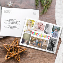 Fun Happy Holidays 7 Foto Collage Postkarte