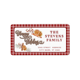 Fun Happy Holidays Zimtorange Adressaufkleber