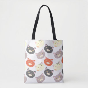 Fun Happy Niedlich Cat Heads Cartoon Pattern Tasche