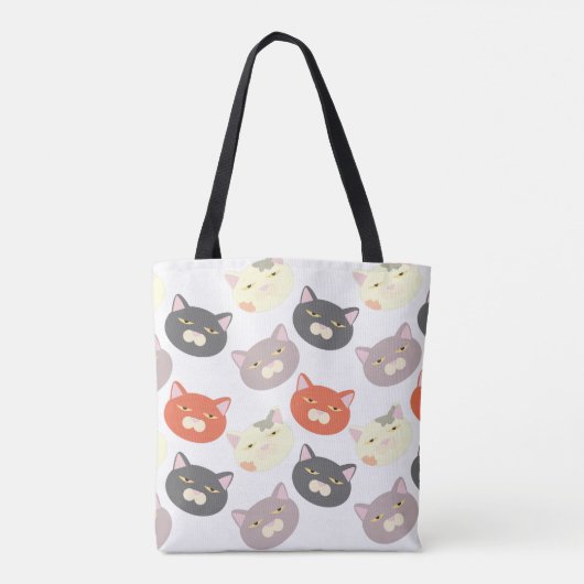 Fun Happy Niedlich Cat Heads Cartoon Pattern Tasche (Rückseite)