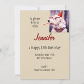 Fun Happy Niedlich Dog feiert Party Hat Brille Einladung (Rückseite)