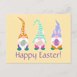 Fun Happy Oaster Gnomes Bunny Ears Frühlinggelb Postkarte