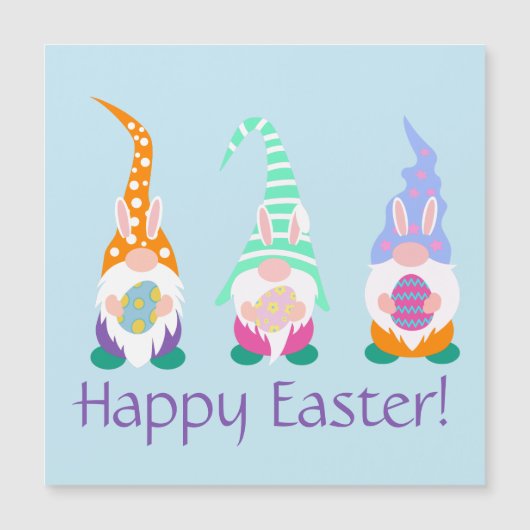 Fun Happy Oaster Gnomes Bunny Ears Frühlingsfarben Magnetkarte (Vorderseite)