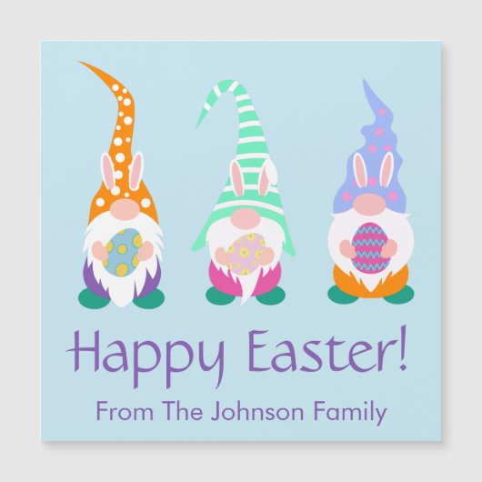 Fun Happy Oster Gnomaden Sonniger Frühling Persona Magnetkarte (Vorderseite)