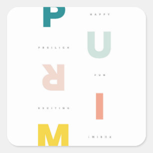 Fun Happy Purim Pastels Quadratischer Aufkleber