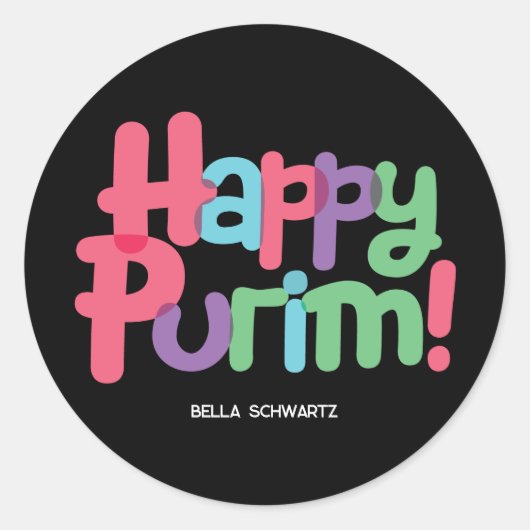 Fun Happy Purim Round Aufkleber (Vorderseite)