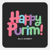 Fun Happy Purim Square Sticker (Vorderseite)