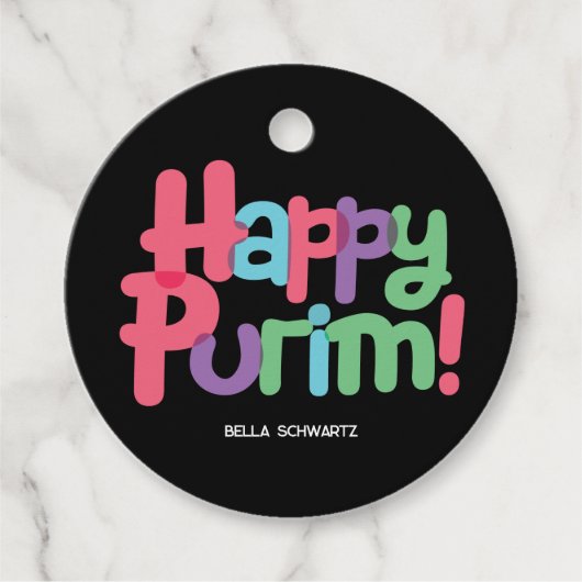 Fun Happy Purim Tag Geschenkanhänger (Vorderseite)