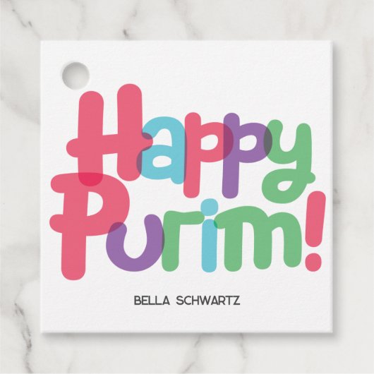 Fun Happy Purim Tag Geschenkanhänger (Vorderseite)