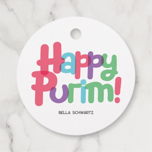 Fun Happy Purim Tag Geschenkanhänger (Rückseite)