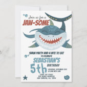 Fun Happy Shark Personalisiert Birthday Party Einladung (Vorderseite)