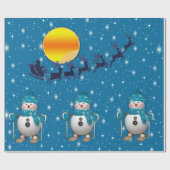 Fun Happy Skiing Snowman Geschenkpapier (Flach)
