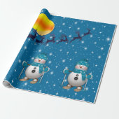 Fun Happy Skiing Snowman Geschenkpapier (Ungerollt)