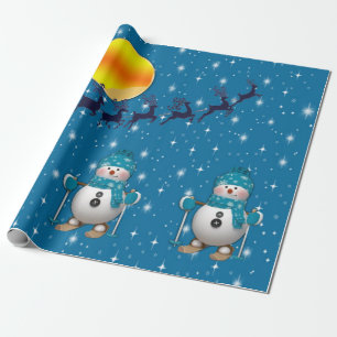 Fun Happy Skiing Snowman Geschenkpapier