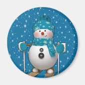 Fun Happy Skiing Snowman Magnet (Vorne)